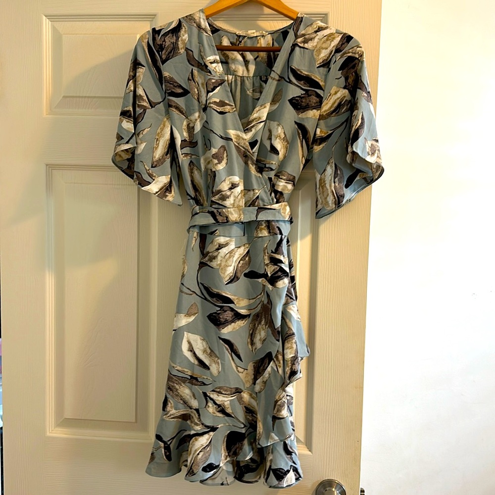 Flirty blue floral wrap dress